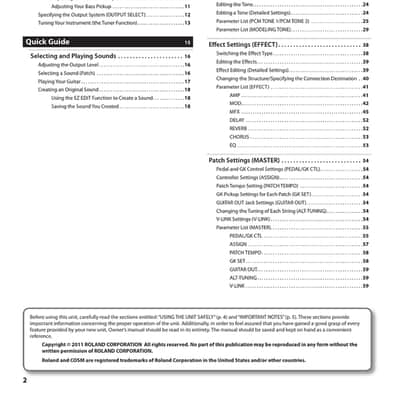 Roland GR-55 — 3 in 1 Owners Manual User Instructions — 107 Pages — USA Made image 2