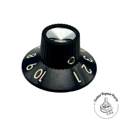 Fender Pure Vintage Skirted "Witch Hat" Amplifier Knob (1 pc) - Black/Silver image 1