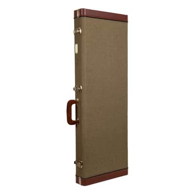 Crossrock Master Series - Wooden Telecaster&Stratocaster Electric Guitar Case - Security Lock, Genuine Leather Handle, Reinforced Hardware, Metal Feet, Storage Space- Olive Green Tweed image 4