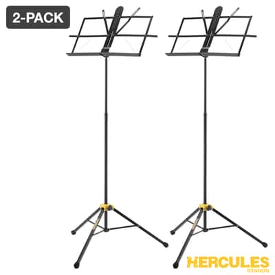 2-PACK Hercules BS100B 2-SECTION MUSIC STAND, Compact Folding, Lightweight image 1