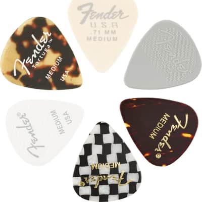 Fender Material Medley Guitar Picks 351 Shape, Multi-Color, Medium, 6-Pack