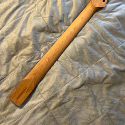 Roasted Maple Guitar Neck, Fits Strat Style, 9.5 radius, half paddle, BLOCK inlay image 3
