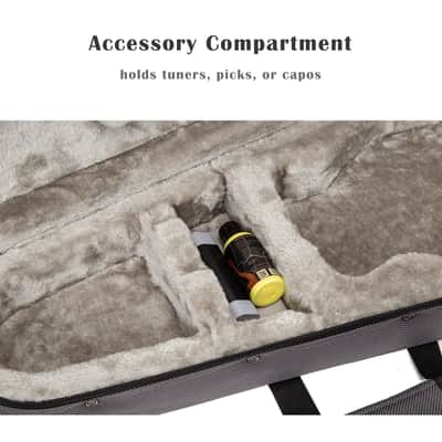 Crossrock Mandolin Foam Case for A & F Style | Lightweight Gray Gig Bag with Plush Interior & Storage Pockets (CRP300MAFDG) image 5