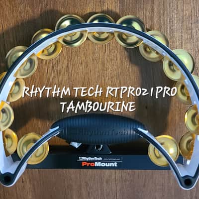 RhythmTech RTPRO1 Pro Series Tambourine brass Jingles White/black Drum mount included image 3