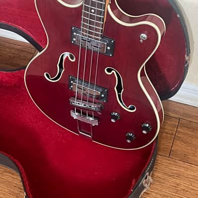 Vintage Ovation Typhoon Bass 1222-2 Fretted 1968/69 - Wine Red image 4