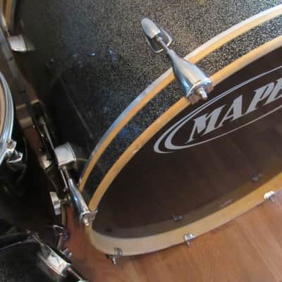 Mapex QR Series Five-Piece Full Drum Set in Black Sparkle Finish with Wooden Hoops & Rack Mounts image 10
