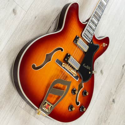 Mint Hagstrom VIK67-G-VSB '67 Viking II Semi-Hollow Guitar, Resinator Fretboard, Vintage Sunburst image 2