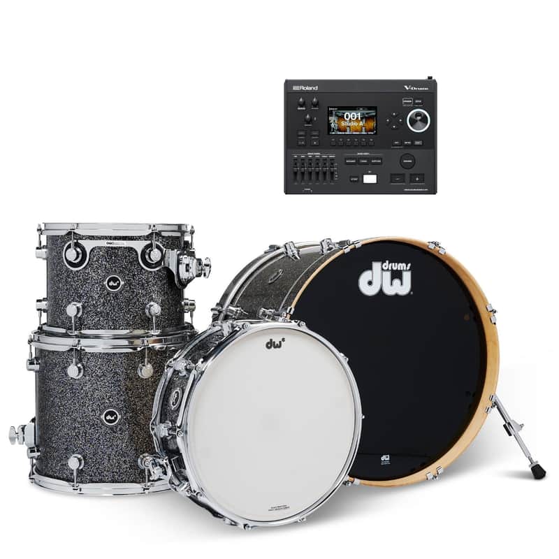 Immagine DW DWe 4pc Electronic/Acoustic Drum Shell Pack w/V51 Module Black Galaxy - 1