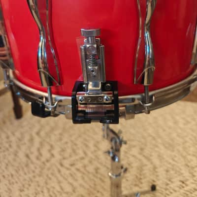 VINTAGE YAMAHA RECORDING CUSTOM 8x14 SNARE — HOT RED — NEW BATTER HEAD, NEW EXTENDED SNARE WIRES — VIDEO image 7