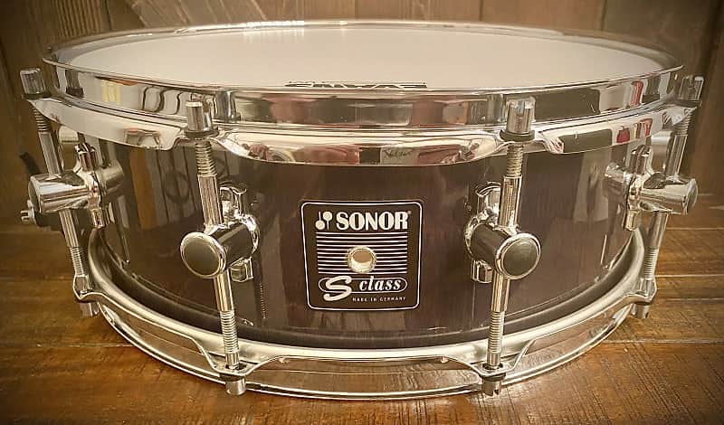 Sonor S-Class 14x5” 9-Ply Maple/Birch German Shell Snare Drum in Black Onyx Vertical Grain Lacquer Finish image 1
