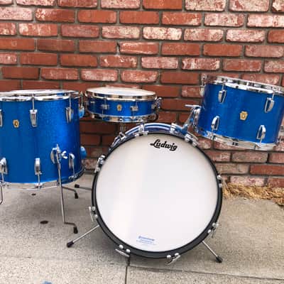 Ludwig Jazette 1970’s - Blue Sparkle Drum Kit with 18” Bass Drum image 1