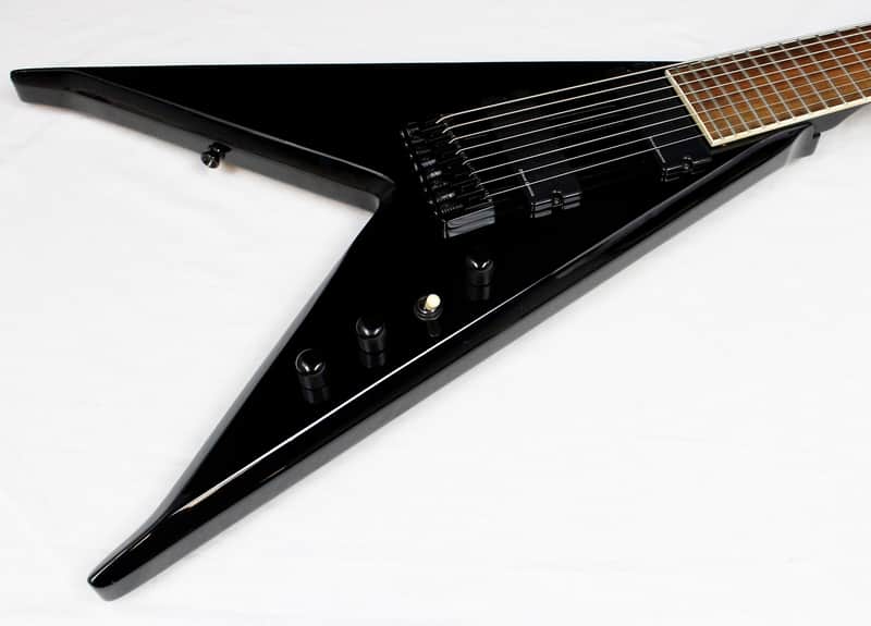 B.C. Rich JRV Lucky 8 8-String Electric Guitar V Shape Black Gloss