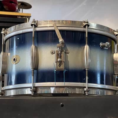 1950's Slingerland 6.5x14 Blue & Silver Duco Student Model Radio King Snare Drum image 4