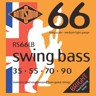 Rotosound RS66LB Swing Bass 66 Steel Electric Bass Strings - Medium Light (35 - 90)