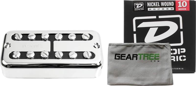 TV Jones FTP-UVCHM TV Classic Plus Universal Mount Chrome Bridge Pickup w/ Polish Cloth and Pack of Strings image 1