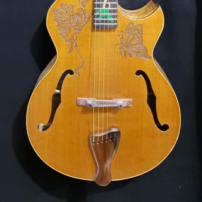 Blueberry Handmade Acoustic Archtop Guitar Grand Concert Size - Butterfly Motif image 3