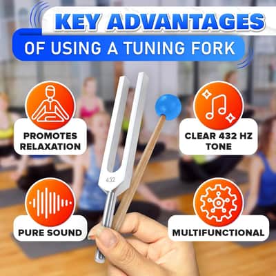 432 Hz Tuning Fork - Chakra Tuning Forks Set with Cleaning Cloth and Bag Sound Diapason Tunning Fork Music Tuning Accessories - Chakra Tuning Fork image 2