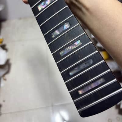 AAAA Reversed 22fret Ebony Abalone inlay Roasted Flame Maple guitar neck part image 6