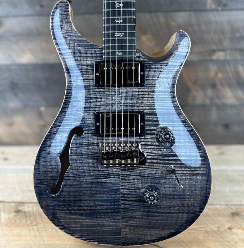 PRS Custom 24 Semi-Hollow Wood Library Flame Maple 10 Top Korina Body/Neck Ebony Fretboard- Charcoal Finish image 1