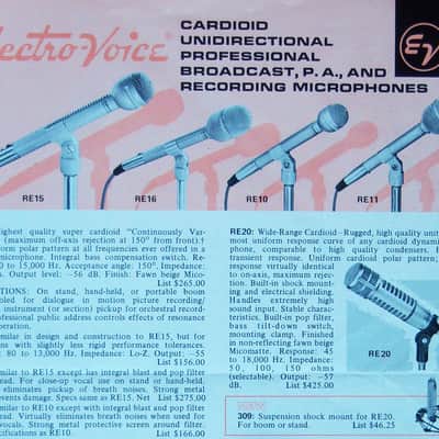 Vintage 1986 Electro-Voice RE11 Supercardioid Dynamic Microphone 150 OHMS Low Z w mic clip RE10 RE15 RE16 image 2