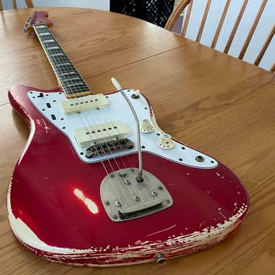 Fender MIJ JM66B Jazzmaster 1990's Candy Apple Red Nitro Relic Duncan Antiquities Spitfire Wide Bevel Pickguard image 3