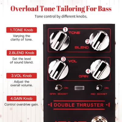 Joyo R-28 DOUBLE THRUSTER Bass Guitar Pedals High Gain Overdrive Effect Pedal with Independent Mid Frequency and Gain Boost for Bassist Electric Guitar Bass image 2