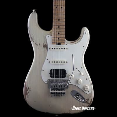 Luxxtone Guitars Choppa S in Aged Trans White with Floyd Rose & Flame Maple Neck image 1