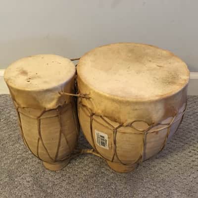 Traditional Moroccan Clay Double Tam Tam / Tbilat Drums image 2