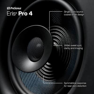 PreSonus Eris Pro 4 Studio Monitor — Bi-Amped, Active, 4.5-inch Coaxial Studio Monitor for Audio Recording & Mixing, Ceiling- & Wall-Mountable image 4