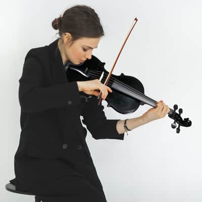 Unbranded Full Size 4/4 Violin Set for Adults Beginners Students with Hard Case, Violin Bow, Shoulder Rest, Rosin, Extra Strings 2020s - Black image 10