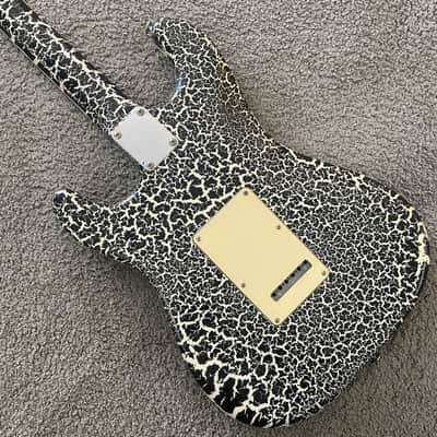 White Black Custom Finish Strat Style Electric Guitar, Solid Basswood Body, Maple Neck image 10