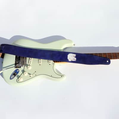 burnyblack custom guitar strap - polar bear navy blue image 5