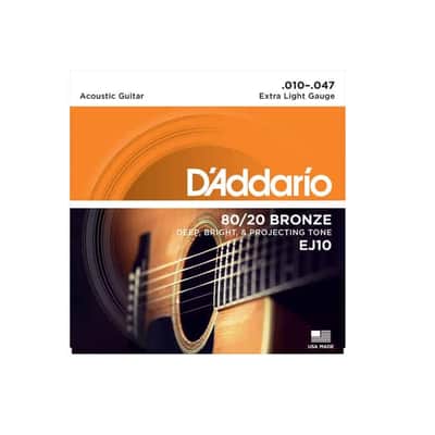 D'Addario EJ10 Bronze Acoustic Guitar Strings, Extra Light, 10-47 image 1