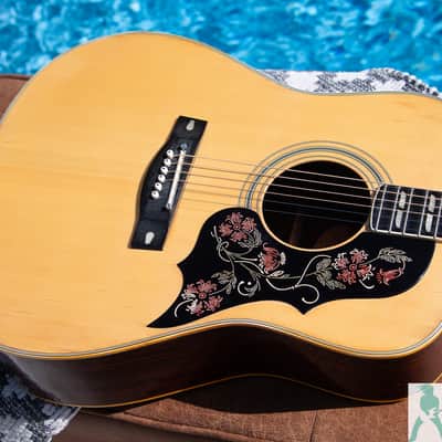 Classic Yamaha FG-401W 1970's Japanese Dreadnaught Acoustic with Hummingbird / Dove Swag! - Natural image 14