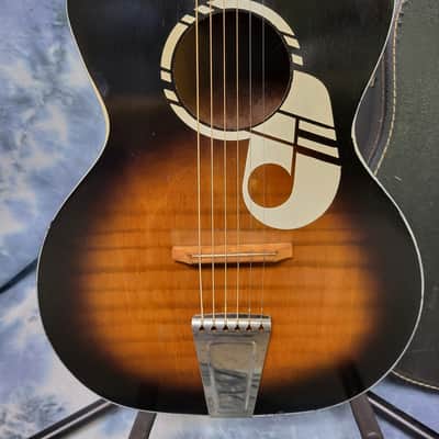 1960's Kay Musical Note Faux Tiger Stripe Parlor Student Guitar Pro Setup Original Soft Shell Case image 2