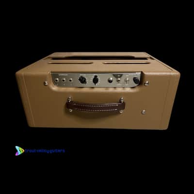 2x10 Victoria Ivy League 1/2 power switch Fender Brown-Fender Beige Grill Cloth-Classic 5F10 Harvard style-triple inputs-6AT6 7 pin preamp tube-twin 6V6 power tubes image 3