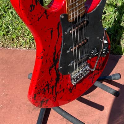 Strat style offset "BloodClot" electric guitar 3 strong single coil PU fretwork, set-up, Dunlop Pro image 10