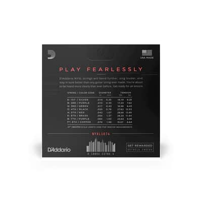 D'Addario NYXL1074 Light Top / Heavy Bottom, 8-StringElectric Guitar Strings, 10-74 image 3