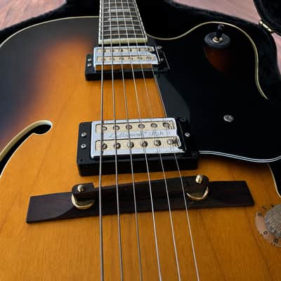 DeArmond X-155 Hollow Body Archtop Jazz Guitar Antique Burst w/ Original Hard Case image 7