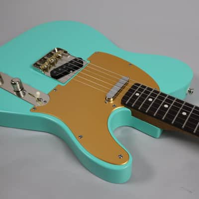 Brown Bear Guitars Telecaster roasted alder/flame maple in Seafoam Green Nitro image 15