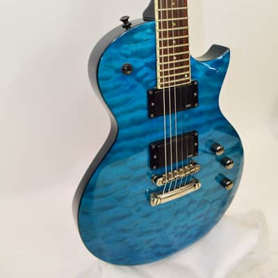 ESP EC-200QM Electric Guitar, See Thru Blue w/ Case image 3
