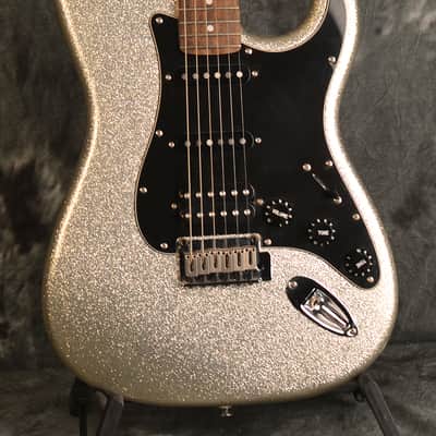 Squier by Fender Standard Fat Stratocaster Silver Sparkle w Deluxe Hardshell Case Included image 1