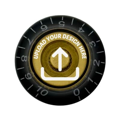 Custom Strums™ Personalized Bell-Style Guitar Knob (Single) Black & Gold with White, Right Handed -10 image 1