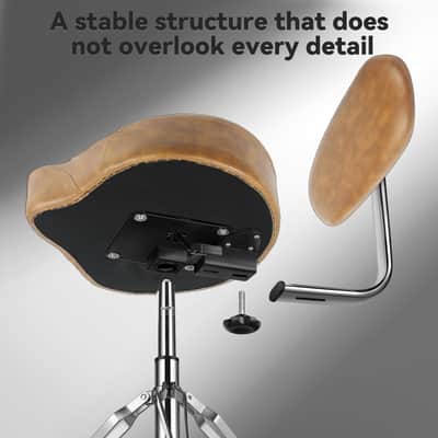Augioth Four-Legged Hydraulic Drum Stool, Anti-Shake Rectangular Base + Memory Foam Cushion, Suitable for Double bass Drum Playing and Intense Performances-Brown image 5
