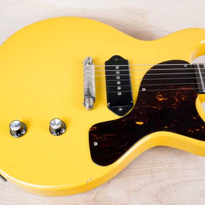 Burny Rock n' Roll RTV-55 MIJ 1992 Junior Yellow Double Cutaway TV Jr DC w/ Bag image 4