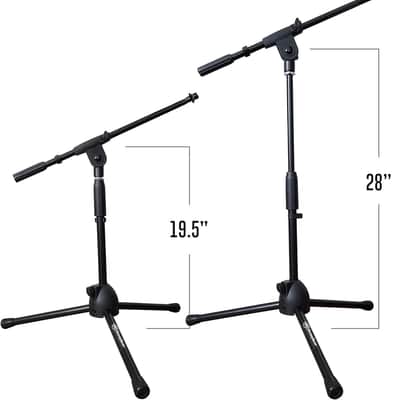 Short Microphone Stand with Boom Arm | Low Profile Mic Tripod Stand for Kick Drums | Guitar Amp Stand | Low-Pro Mike Stand (MS-101L) image 3