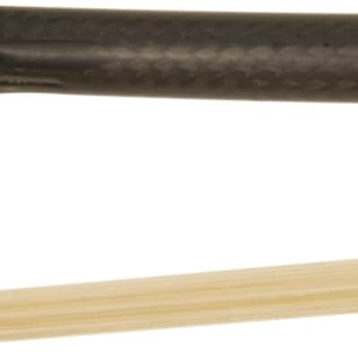 Glasser Bass Bow French Braided Carbon Fiber Round, Fully Lined Ebony Frog, Nickel Wire Grip & Tip image 2