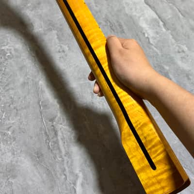 Big head 22Frets yellow Flame Maple Electric guitar Neck gloss DIY part image 6