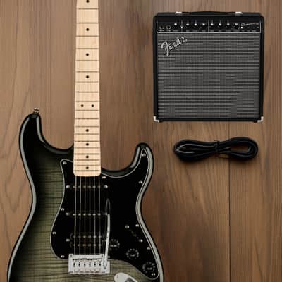 Fender Squier Affinity Series Stratocaster FMT HSS Guitar with Maple C-Shaped Neck (Maple Fingerboard, Black Burst) image 8