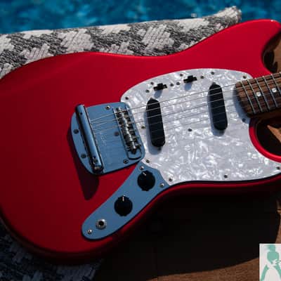 2011 Fender MG-69 '69 Mustang Reissue - Candy Apple Red w Matching Headstock - Pro Set Up w Perfect Frets/Action/Intonation! image 15